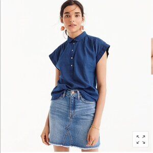 NWT J.Crew Collared Popover in Indigo Gauze Size XL Style J8380